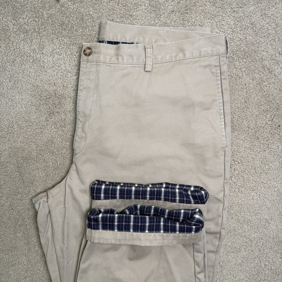 L.L. Bean Other - LL Bean Flannel Lined Pants Khaki Mens 40/30 (41/30) Natural Fit Plaid 162385